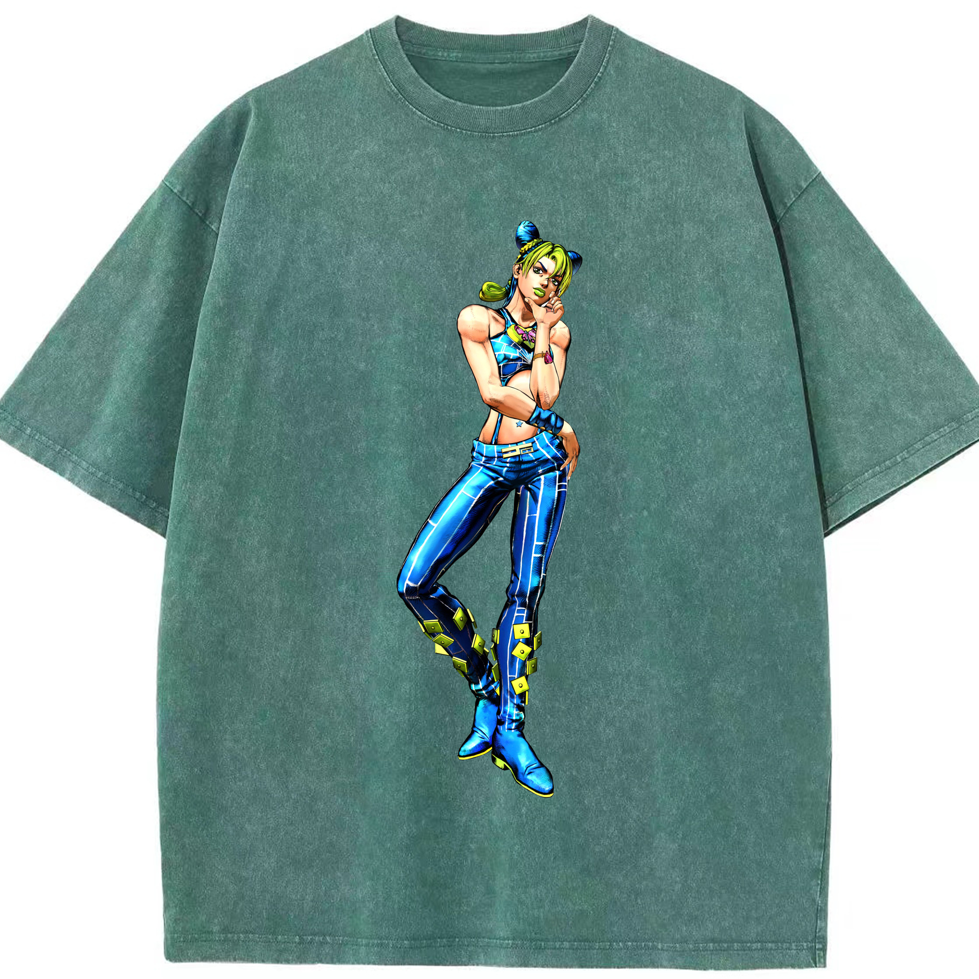 （画像用） "ジョジョの奇妙な冒険 くうじょう ジョリーン JoJo's Bizarre Adventure Jolyne Cujoh " 綿100% ヴィンテージ風 半袖Tシャツ（フロントプリント）